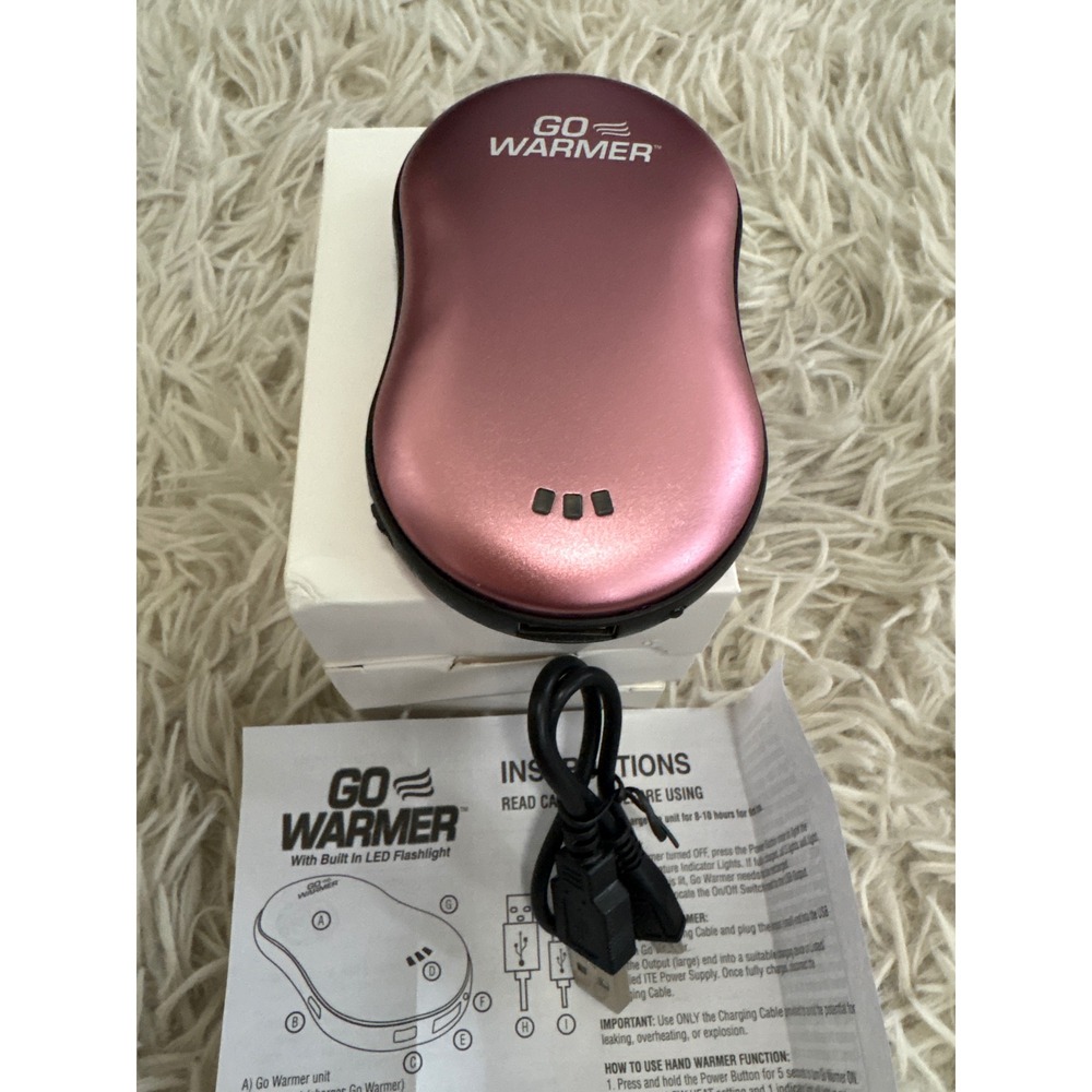 GO WARMER Hand Warmer Power Bank Pink‎ Built-in LED Flashlight Rechargeable